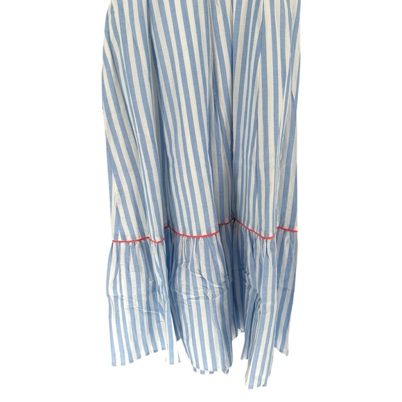 Eliza J Blue White Striped Belted Fit & Flare Midi Dress size 14 - Picture 8 of 12